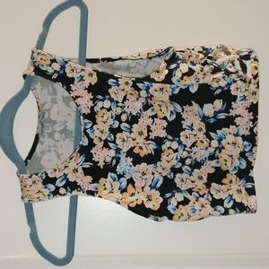 Floral Black Crop Top